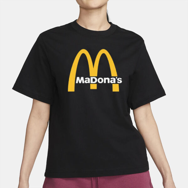 Madona's T-Shirt - Hispanic Inspired McDonald's Parody, Whimsical Logo Tee2