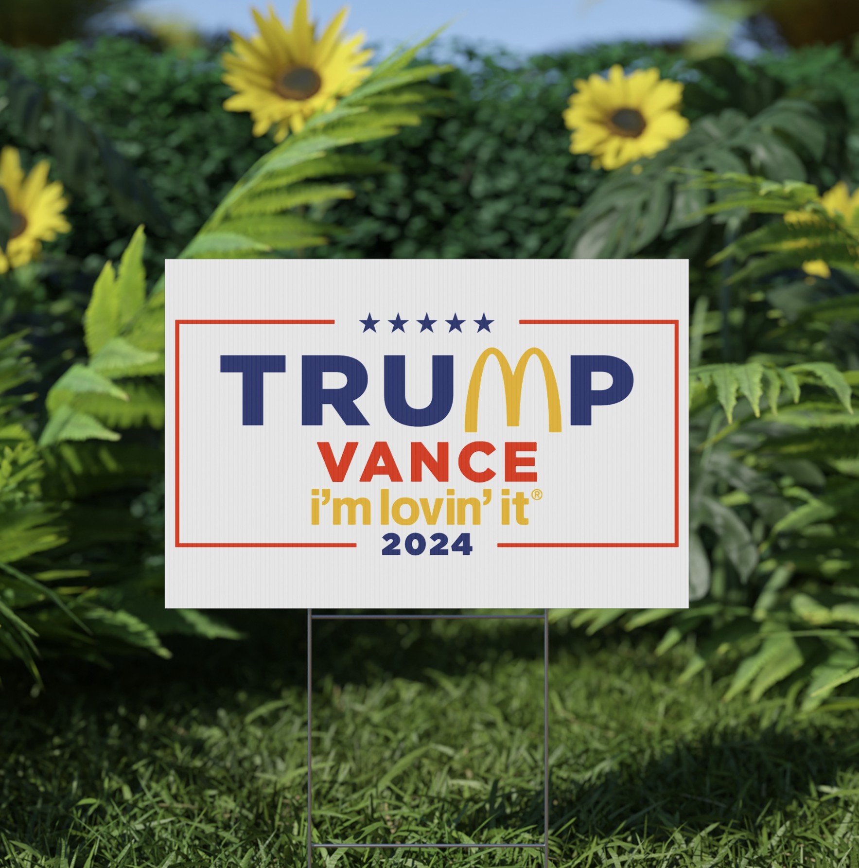 McDonald’s Trump vance I’m Lovin’ It 2024 Yard Sign USA