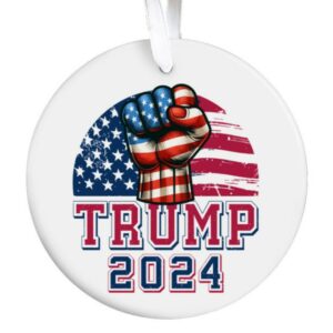 Patriotic American Fist Flag Ornament Gift, Trump Fist Flag 2024 Keepsake Gift Ornament, Election 2024 Gift Ornaments with the Fist USA Flag1