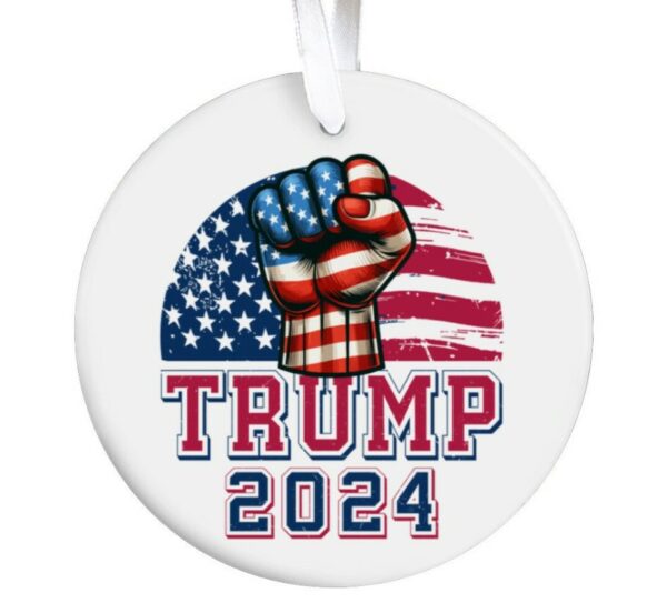 Patriotic American Fist Flag Ornament Gift, Trump Fist Flag 2024 Keepsake Gift Ornament, Election 2024 Gift Ornaments with the Fist USA Flag1