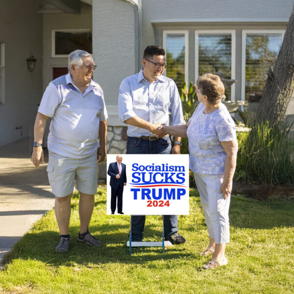 Socialism Sucks, Trump 2024 Red White & Blue Yard Sign US