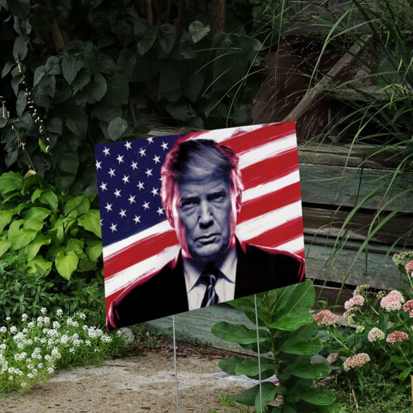 Trump 2024 Signs, Patriotic Trump Yard Sign, American Flag Background Yard Sign2