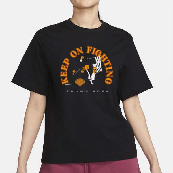 Trump 2024 keep on fighting Motor Harley Davidson Cycles T-shirt2