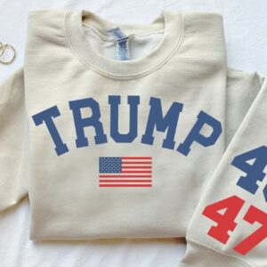 Trump 47 Crewneck Sweatshirt, Trump Train Sweatshirt, Trump 2024, Donald Trump 47th President, Trump Sweater, Awakened Patriot,Varsity Style1