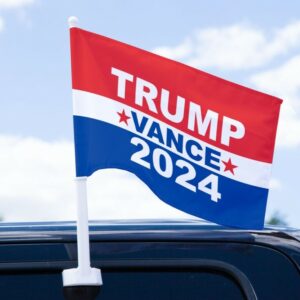 Trump Car Flag – 18” x 12” Election Car Flag – Vote Trump Vance Car Flag - Vote Donald Trump 2024 - MAGA Car Flag - Rated Up To 70 MPH