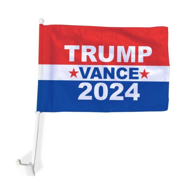 Trump Car Flag – 18” x 12” Election Car Flag – Vote Trump Vance Car Flag - Vote Donald Trump 2024 - MAGA Car Flag - Rated Up To 70 MPH1