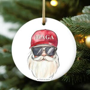 Trump Christmas Ornament, Republican Gifts, Santa For Trump, MAGA Santa Ceramic Ornament, Donald Trump President 2025