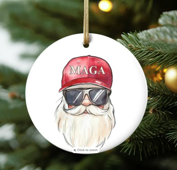 Trump Christmas Ornament, Republican Gifts, Santa For Trump, MAGA Santa Ceramic Ornament, Donald Trump President 2025