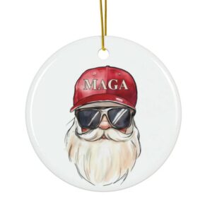 Trump Christmas Ornament, Republican Gifts, Santa For Trump, MAGA Santa Ceramic Ornament, Donald Trump President 20252