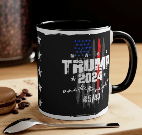 Trump Coffee Mug - 2024 MAGA Unite The Right 45 47 Coffee Mug 11oz Trump 45 47 Cup Trump USA Flag 45 45 Cup Trump MAGA Coffee Mug