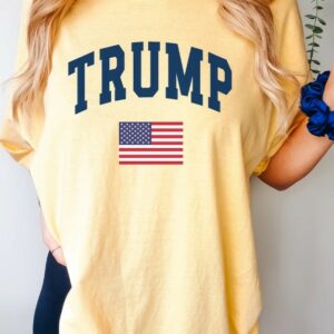 Trump Comfort Colors Shirt, Pro Trump Crewneck, Republican Unisex TShirt, Vote Trump 2024, Gift for Conservative, Trump Supporter USA Flag2