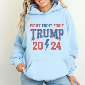 Trump Fight Hoodie Sweatshirt Trumpshirt Vintage Trump Rally Crewneck Maga Merch Trump Vance 2024 Trump Republican Conservative Supporter 922