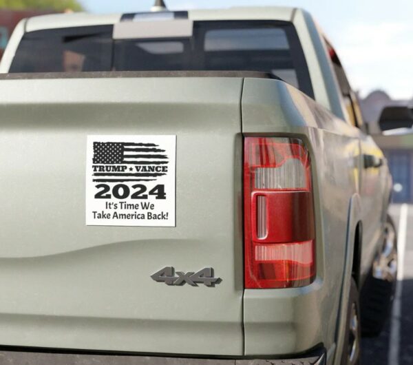 Trump Vance 2024 Car Magnet - Patriotic Political Support Bumper Sticker, USA Election Decor, Conservative Gift3