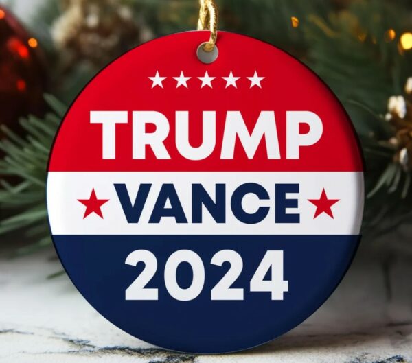 Trump Vance 2024 Christmas Ornament, Trump For President Holiday Ornament, Republican Xmas Tree Decor, Donald Trump Bauble1