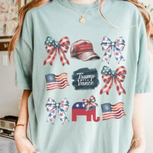 Trump Vance Patriotic Coquette Bow Shirt, Comfort Colors™ T-Shirt, MAGA Women's Tee, Trump Supporter Gift, Trump Girl, Take Back America Tee