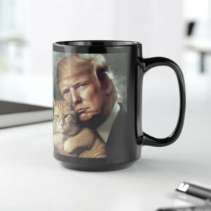 Trump and Cat Black Mug Gift, Republican Coffee Mug, Funny Trump Gift, Cat Lover Gift Coffee Mug2