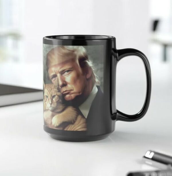 Trump and Cat Black Mug Gift, Republican Coffee Mug, Funny Trump Gift, Cat Lover Gift Coffee Mug2