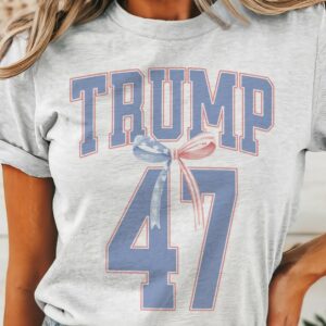 Trump coquette tshirt, trump Maga 47 tshirt multiple color options, cute politic t-shirts, cute trump tshirt.