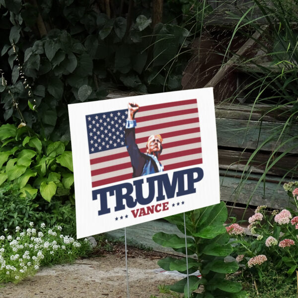 trump 2024 yard sign , TRUMP VANCE Fist Pump Yard Sign2