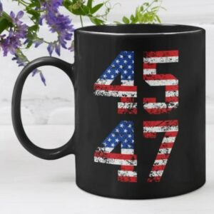 45 47 Trump 2024. Large Black Coffee Mug1