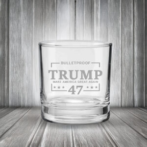 BenShot Trump 47 Bulletproof Rocks Glass USA