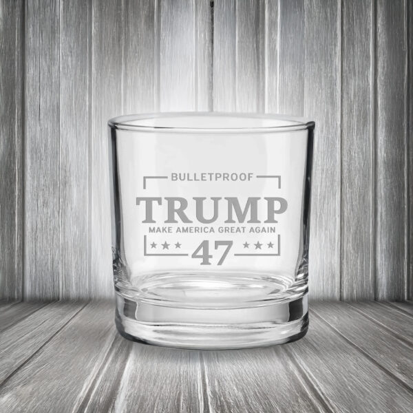 BenShot Trump 47 Bulletproof Rocks Glass USA