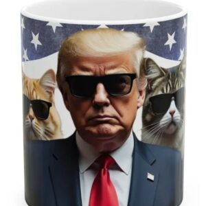 Cats in Black with President Trump, MAGA Cat Lover Mugs