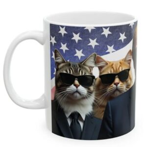 Cats in Black with President Trump, MAGA Cat Lover Mugs2