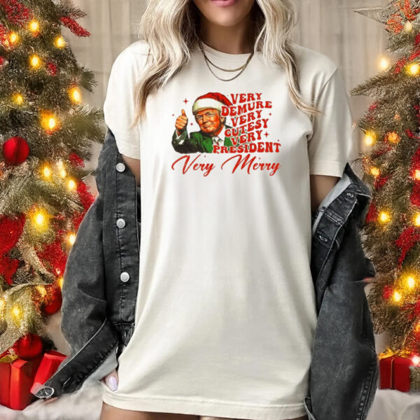 Christmas Santa Very Demure Trump Shirt, Humorous Trump Christmas T-Shirts1