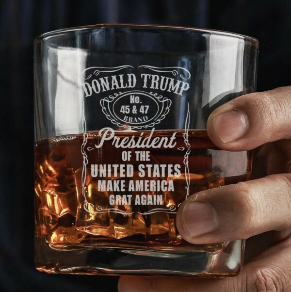 Donald Trump 45 47 Whiskey Glass