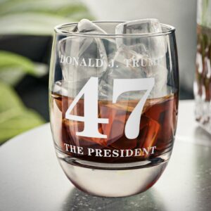 Donald Trump 47 The President Whiskey Glass US