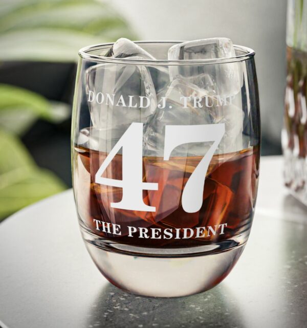 Donald Trump 47 The President Whiskey Glass US