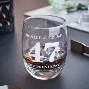 Donald Trump 47 The President Whiskey Glass USA