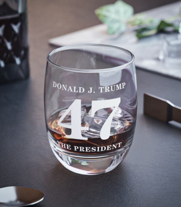 Donald Trump 47 The President Whiskey Glass USA