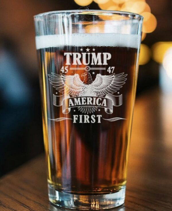 Donald Trump America First 45 & 47 Beer Glass