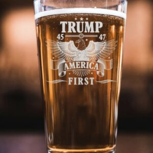 Donald Trump America First 45 & 47 Beer Glass US