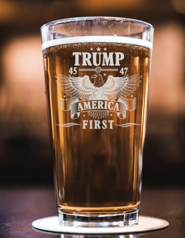 Donald Trump America First 45 & 47 Beer Glass US