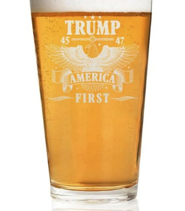 Donald Trump America First 45 & 47 Beer Glass USA