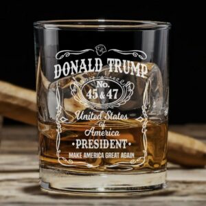 Donald Trump Presidency Design Laser Engraved Whiskey Glass