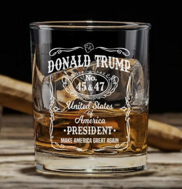 Donald Trump Presidency Design Laser Engraved Whiskey Glass