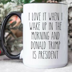 I Love it When I Wake Up in the Morning and Donald Trump is President Coffee Cup Gift, Mug