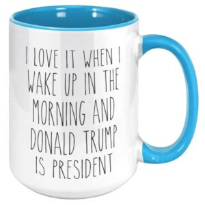 I Love it When I Wake Up in the Morning and Donald Trump is President Coffee Cup Gift, Mug1