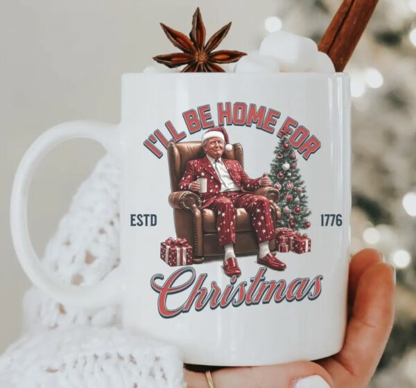 I'll Be Home For Christmas Trump Santa Coffee Mugs