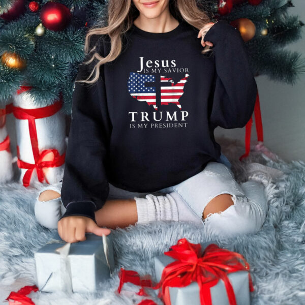 Jesus Is My Savior Trump Is My President, USA Flag and Cross T-Shirts3