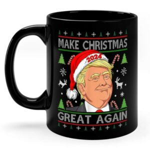 Political Christmas Mugs Trump 2024 Funny Political Gifts Conversation Starter Ugly Christmas Sweater Mug, Mugs