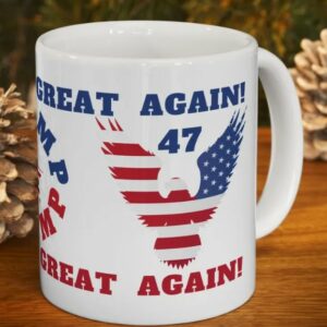 Pro-Trump Patriotic Trump Mug with American Flag and Eagles Mugs