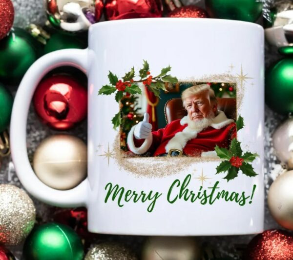 Santa Claus Trump Mug, Trump Christmas Mug, Trump Coffee Mug, President Trump Gift, MAGA Christmas Mugs2