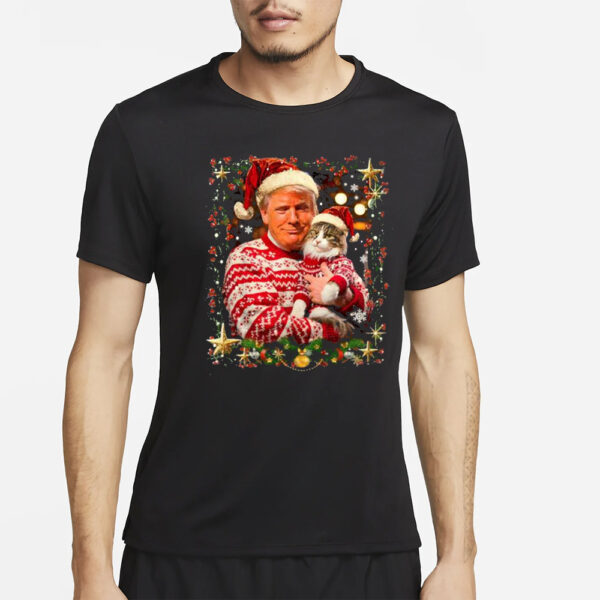 Trump Christmas Sweater For Cat Lovers Ugly Xmas T-Shirt3