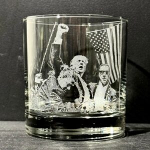 Trump Fight Engraved Custom Donald Trump Shooting Gift Whiskey Glass