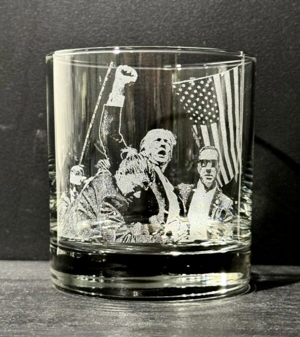 Trump Fight Engraved Custom Donald Trump Shooting Gift Whiskey Glass